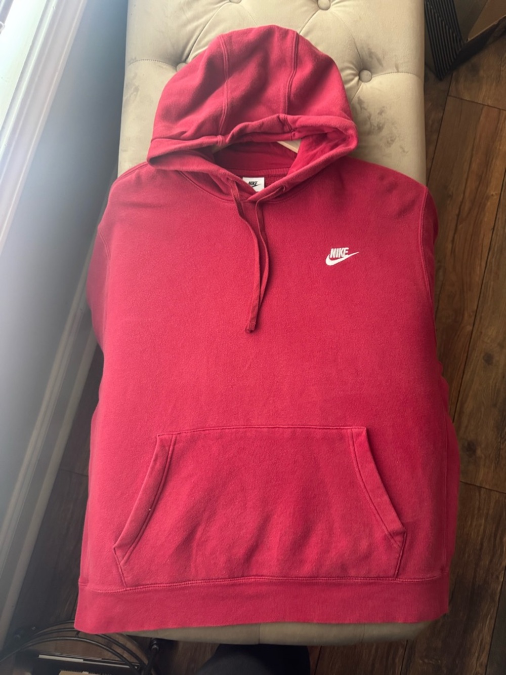 Nike Red Pullover Hoodie with White Swoosh